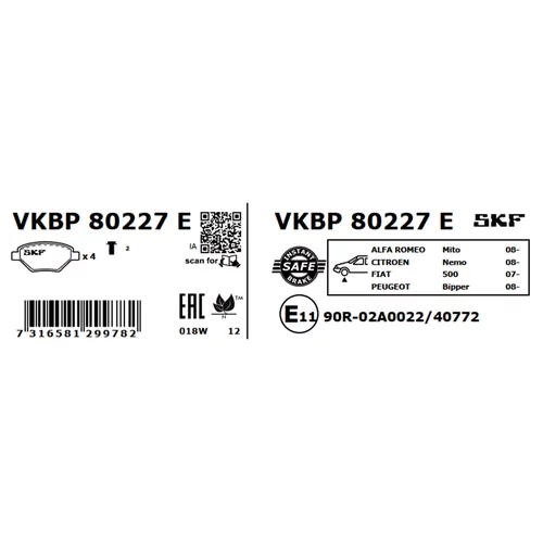 Sada brzdových platničiek kotúčovej brzdy SKF VKBP 80227 E - obr. 2