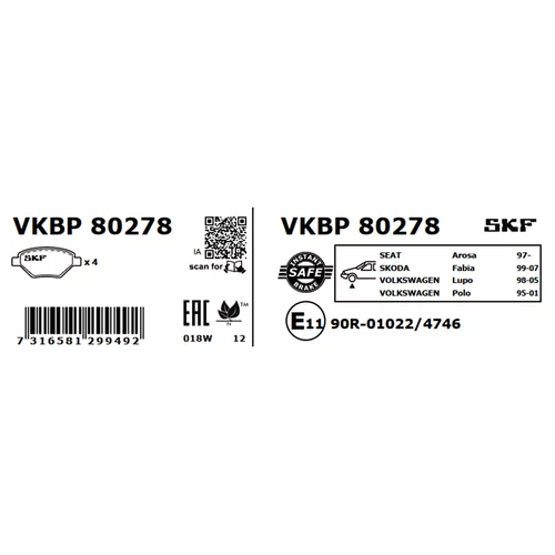 Sada brzdových platničiek kotúčovej brzdy SKF VKBP 80278 - obr. 2