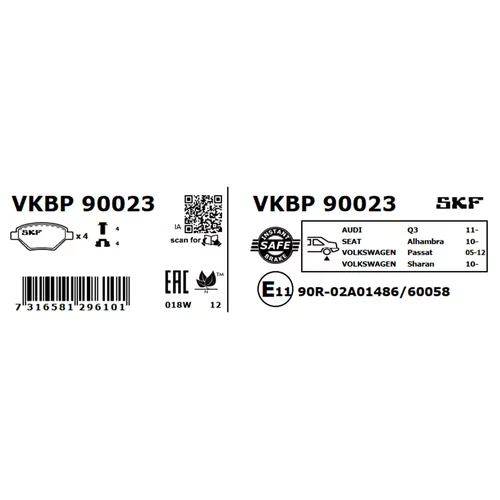 Sada brzdových platničiek kotúčovej brzdy VKBP 90023 /SKF/ - obr. 3