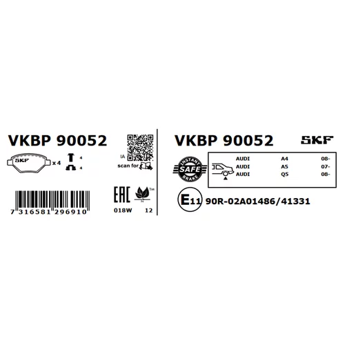 Sada brzdových platničiek kotúčovej brzdy VKBP 90052 /SKF/ - obr. 2