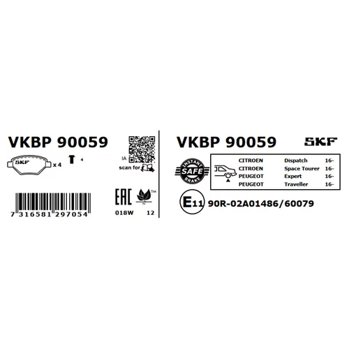 Sada brzdových platničiek kotúčovej brzdy SKF VKBP 90059 - obr. 4