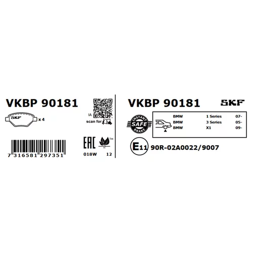 Sada brzdových platničiek kotúčovej brzdy SKF VKBP 90181 - obr. 2