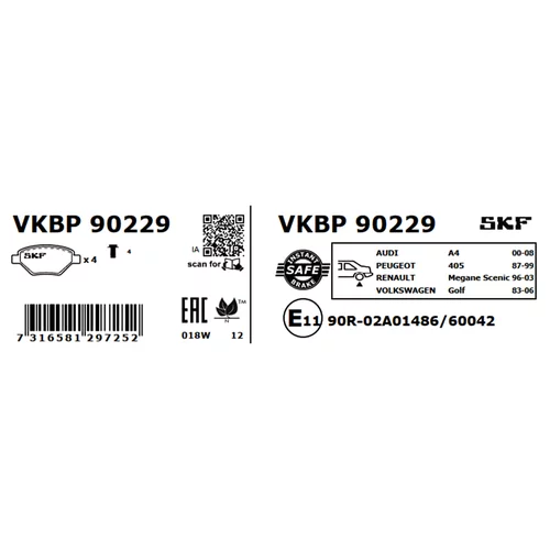 Sada brzdových platničiek kotúčovej brzdy SKF VKBP 90229 - obr. 2