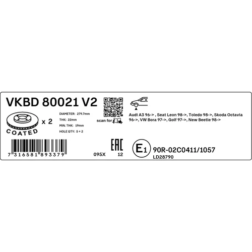 Brzdový kotúč VKBD 80021 V2 /SKF/ - obr. 2