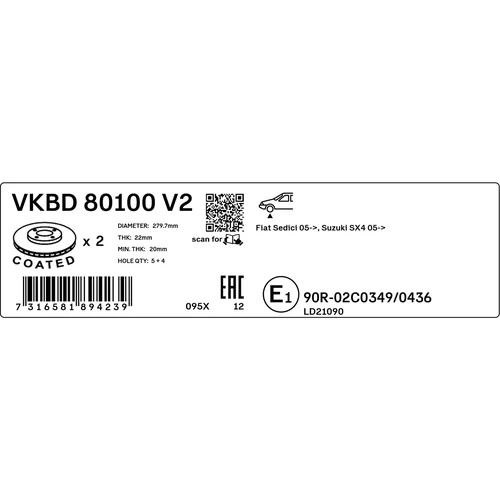 Brzdový kotúč SKF VKBD 80100 V2 - obr. 2