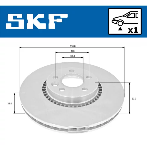 Brzdový kotúč SKF VKBD 80116 V1 - obr. 1