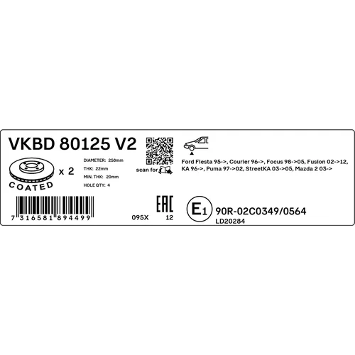 Brzdový kotúč SKF VKBD 80125 V2 - obr. 2