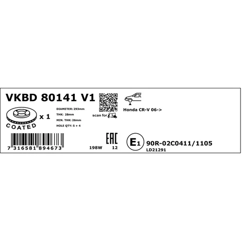 Brzdový kotúč SKF VKBD 80141 V1 - obr. 3