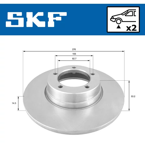 Brzdový kotúč SKF VKBD 80946 S2 - obr. 1