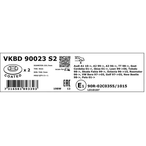 Brzdový kotúč SKF VKBD 90023 S2 - obr. 3