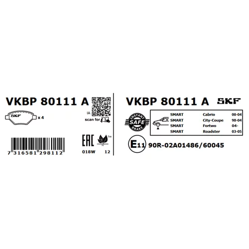 Sada brzdových platničiek kotúčovej brzdy SKF VKBP 80111 A - obr. 7