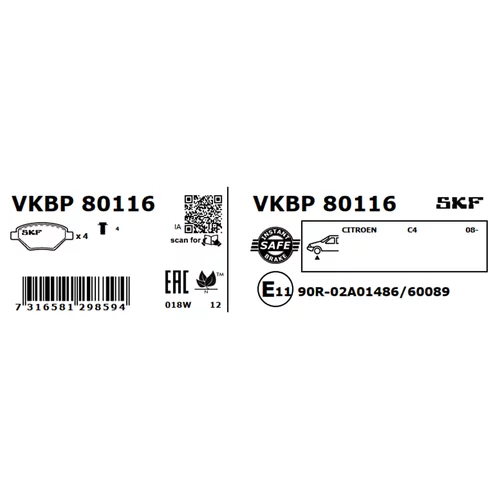 Sada brzdových platničiek kotúčovej brzdy SKF VKBP 80116 - obr. 5