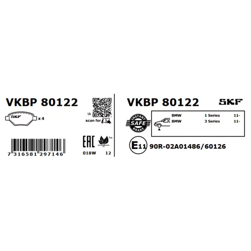 Sada brzdových platničiek kotúčovej brzdy SKF VKBP 80122 - obr. 6