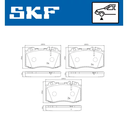 Sada brzdových platničiek kotúčovej brzdy SKF VKBP 80198 E - obr. 1