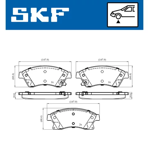 Sada brzdových platničiek kotúčovej brzdy SKF VKBP 80245 A - obr. 1