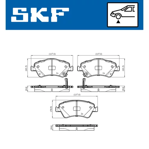 Sada brzdových platničiek kotúčovej brzdy SKF VKBP 80437 A - obr. 1