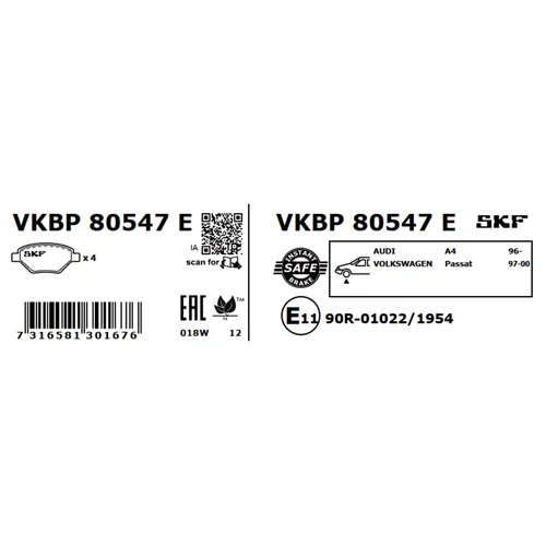 Sada brzdových platničiek kotúčovej brzdy SKF VKBP 80547 E - obr. 2