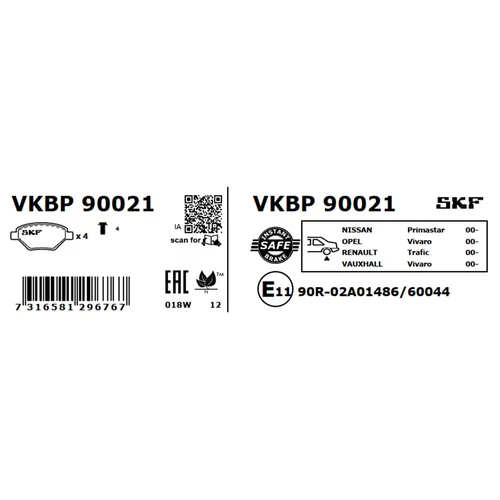 Sada brzdových platničiek kotúčovej brzdy SKF VKBP 90021 - obr. 3