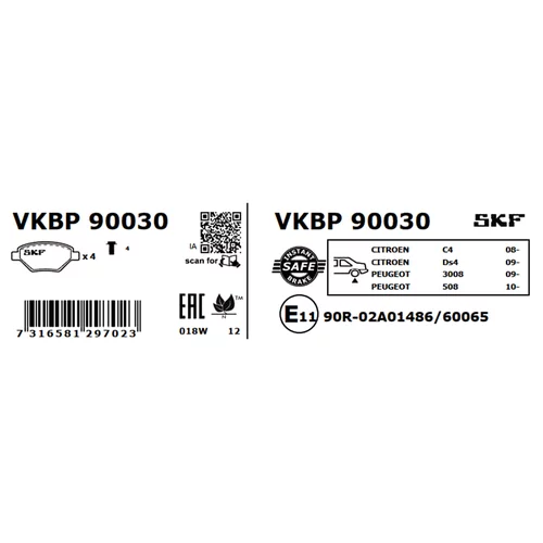 Sada brzdových platničiek kotúčovej brzdy SKF VKBP 90030 - obr. 7