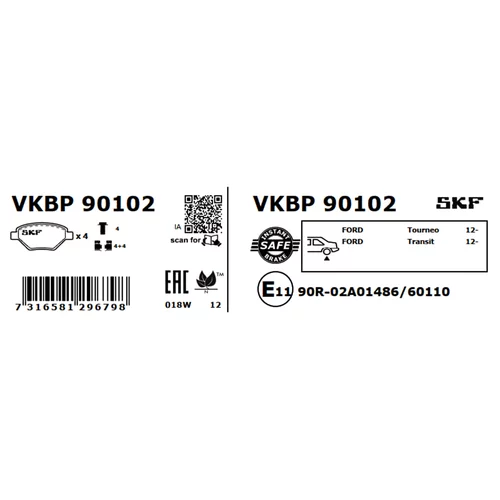 Sada brzdových platničiek kotúčovej brzdy SKF VKBP 90102 - obr. 2