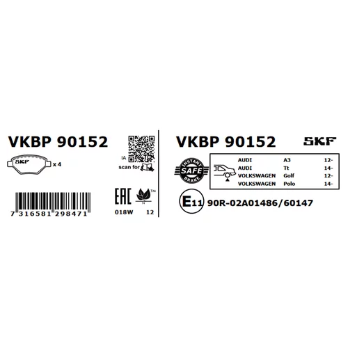 Sada brzdových platničiek kotúčovej brzdy VKBP 90152 /SKF/ - obr. 2