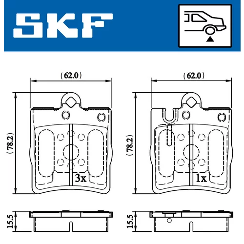 Sada brzdových platničiek kotúčovej brzdy SKF VKBP 90199 - obr. 1