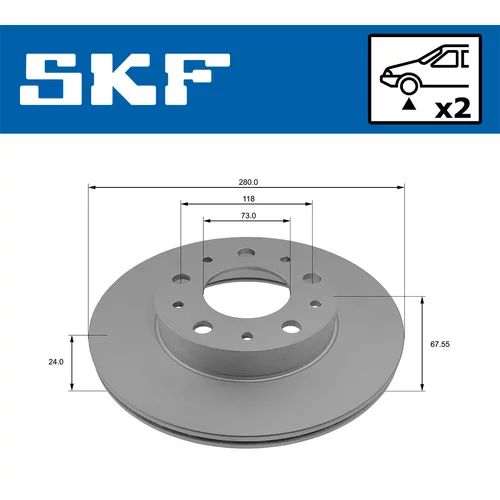 Brzdový kotúč SKF VKBD 80036 V2 - obr. 1