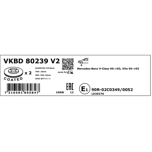 Brzdový kotúč SKF VKBD 80239 V2 - obr. 3