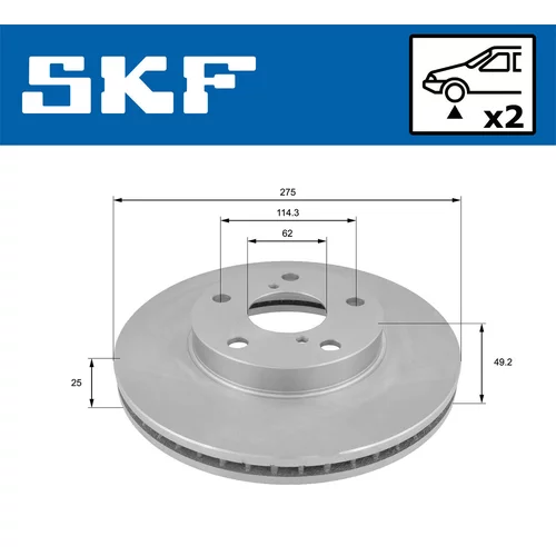 Brzdový kotúč SKF VKBD 80375 V2 - obr. 1