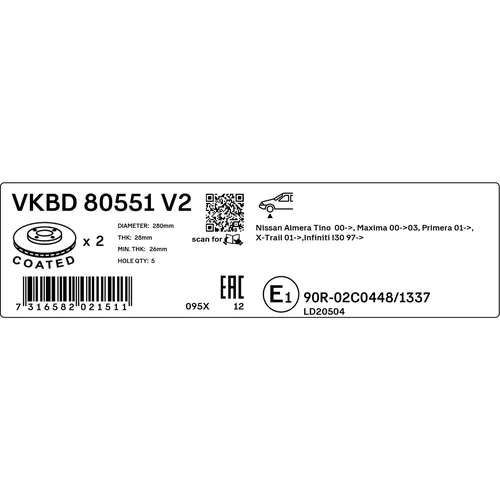 Brzdový kotúč SKF VKBD 80551 V2 - obr. 2