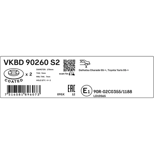 Brzdový kotúč SKF VKBD 90260 S2 - obr. 2