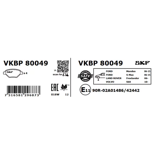 Sada brzdových platničiek kotúčovej brzdy SKF VKBP 80049 - obr. 5