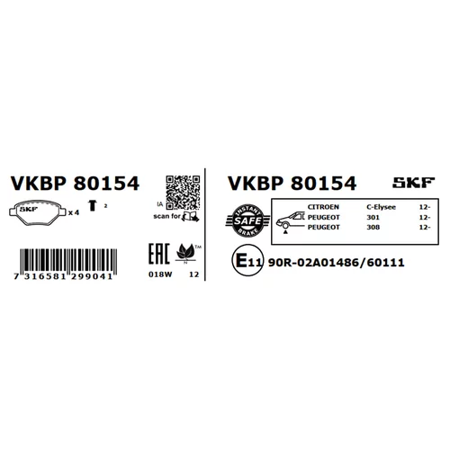 Sada brzdových platničiek kotúčovej brzdy SKF VKBP 80154 - obr. 7