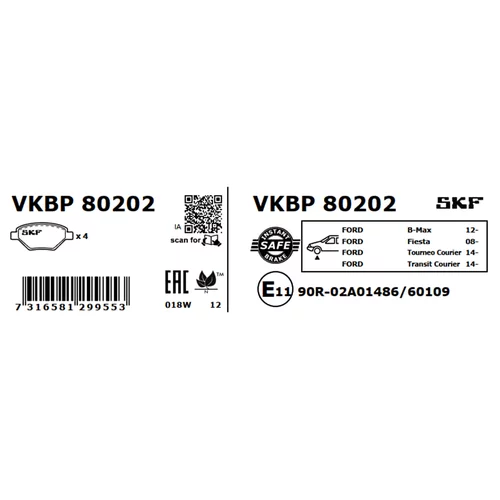 Sada brzdových platničiek kotúčovej brzdy VKBP 80202 /SKF/ - obr. 5