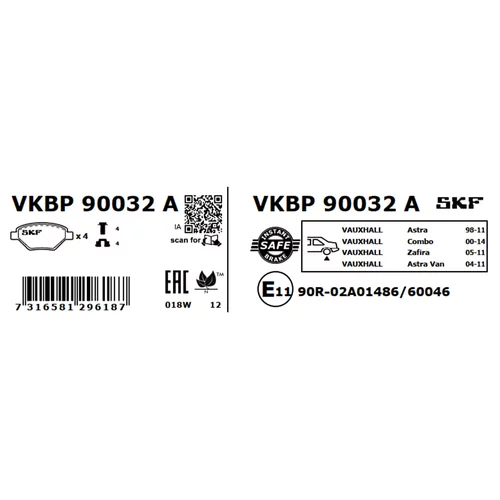 Sada brzdových platničiek kotúčovej brzdy SKF VKBP 90032 A - obr. 6