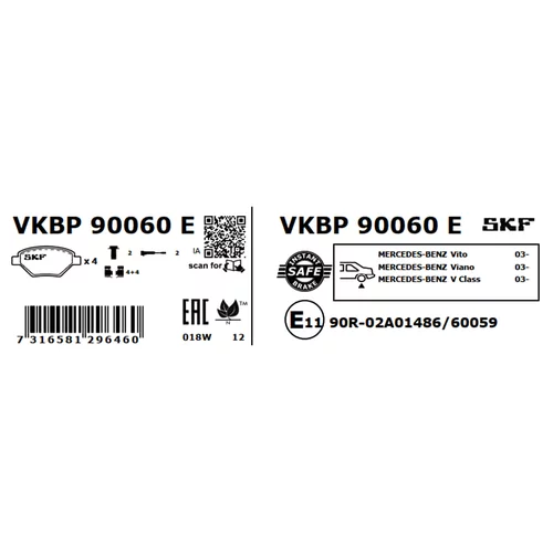 Sada brzdových platničiek kotúčovej brzdy SKF VKBP 90060 E - obr. 2