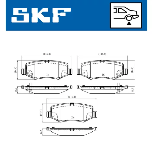 Sada brzdových platničiek kotúčovej brzdy SKF VKBP 90374 A - obr. 1