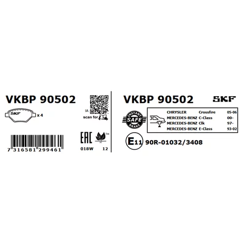 Sada brzdových platničiek kotúčovej brzdy VKBP 90502 /SKF/ - obr. 2