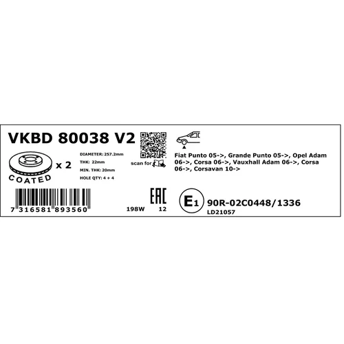 Brzdový kotúč VKBD 80038 V2 /SKF/ - obr. 3