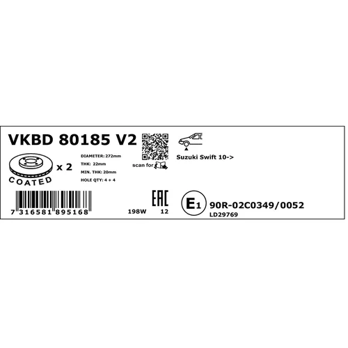 Brzdový kotúč SKF VKBD 80185 V2 - obr. 3