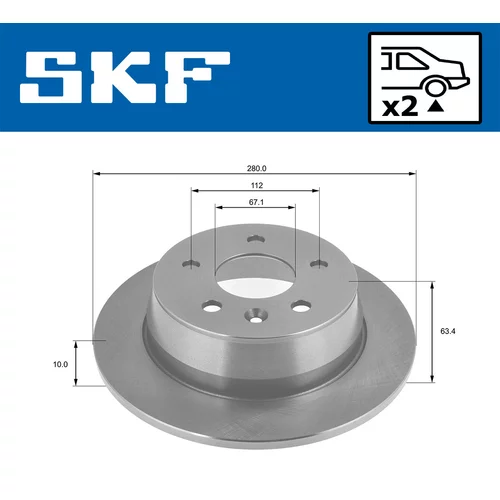 Brzdový kotúč SKF VKBD 90454 S2 - obr. 1