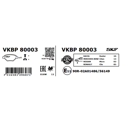 Sada brzdových platničiek kotúčovej brzdy SKF VKBP 80003 - obr. 3