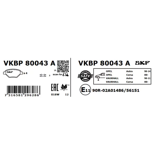 Sada brzdových platničiek kotúčovej brzdy SKF VKBP 80043 A - obr. 3