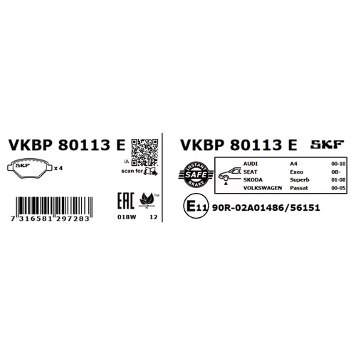 Sada brzdových platničiek kotúčovej brzdy SKF VKBP 80113 E - obr. 2