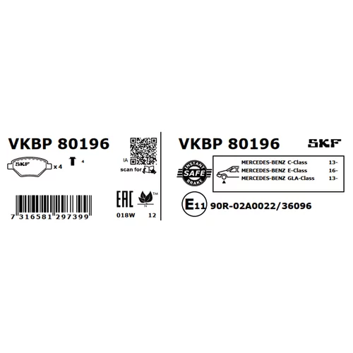 Sada brzdových platničiek kotúčovej brzdy SKF VKBP 80196 - obr. 2