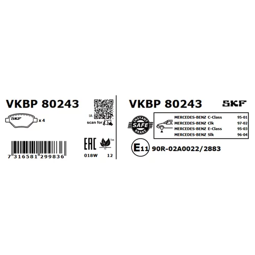 Sada brzdových platničiek kotúčovej brzdy SKF VKBP 80243 - obr. 2