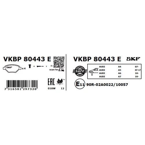 Sada brzdových platničiek kotúčovej brzdy SKF VKBP 80443 E - obr. 6