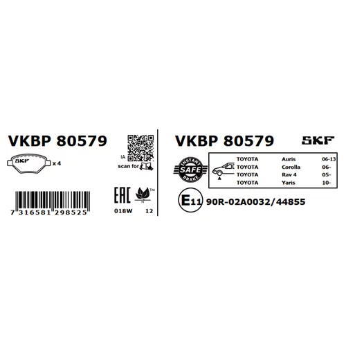 Sada brzdových platničiek kotúčovej brzdy SKF VKBP 80579 - obr. 2