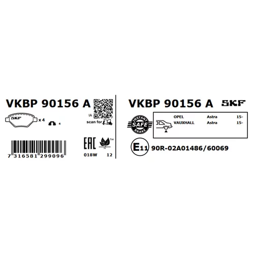 Sada brzdových platničiek kotúčovej brzdy SKF VKBP 90156 A - obr. 6