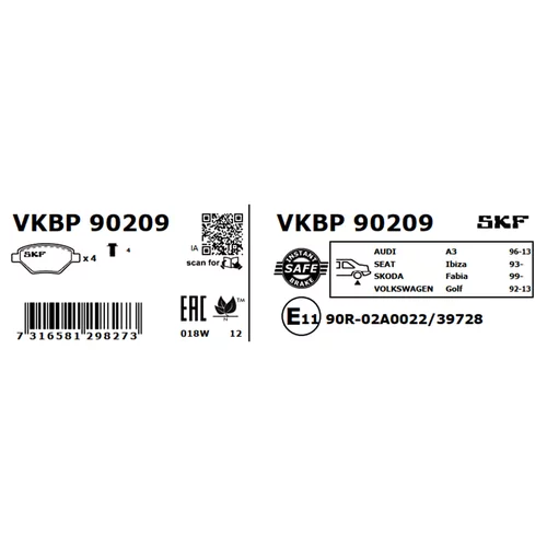 Sada brzdových platničiek kotúčovej brzdy SKF VKBP 90209 - obr. 2